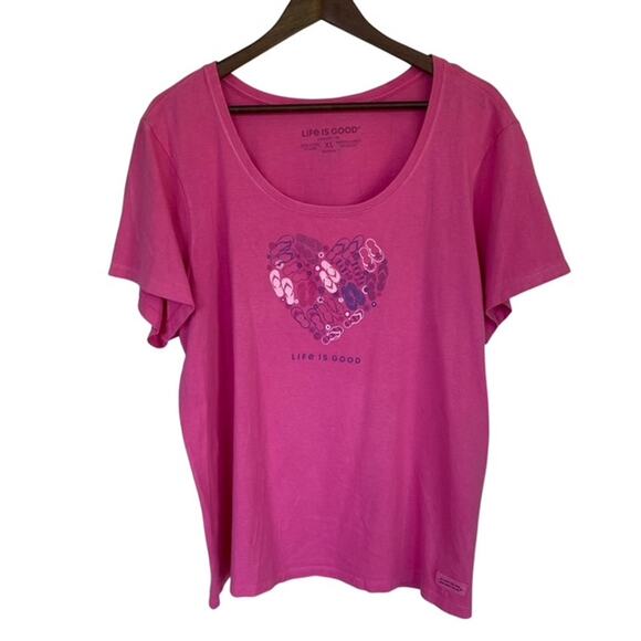 Life is Good Flip-Flop Heart Scoop Neck Crusher Tee- XL - Picture 1 of 5